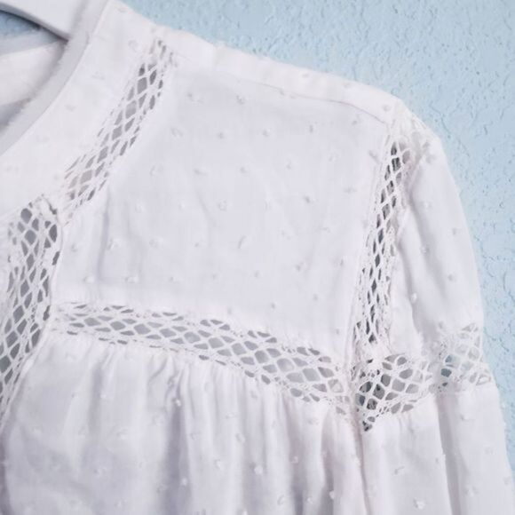 Free People Everyday Every Girl White Swiss Dot Button Down Top - Picture 6 of 8